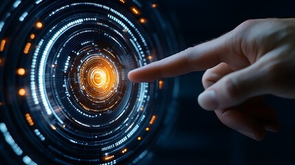 Poster - Futuristic Interface Touchpoint with Glowing Circular Elements