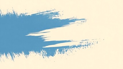 Poster - Blue paint brush stroke on beige background; design element