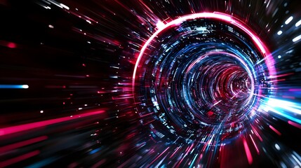 Fototapete - Dynamic light trails creating a vortex effect in vibrant colors