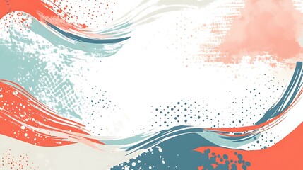 Poster - Abstract coral teal paint strokes background design
