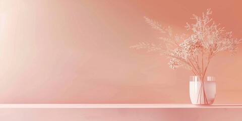 Poster - A contemporary minimalist scene with a soft coral background, Subtle gradients and warm tones, Modernist minimalist style