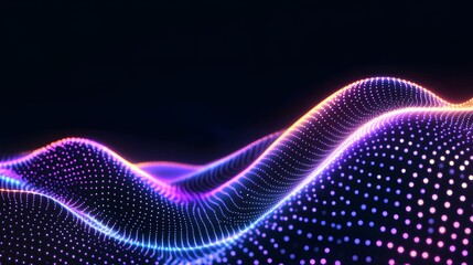 Poster - Abstract Colorful Wave Design with Neon Lights and Dots