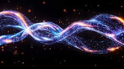 Poster - Colorful Abstract Swirling Light Wave with Stars and Bokeh Effect
