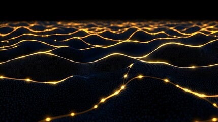 Aufkleber - abstract glowing waves with light effects on dark background
