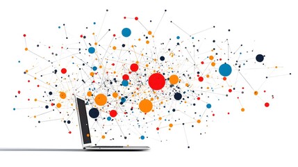 Poster - Abstract Network Connections Emanating From Open Laptop Computer