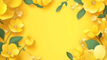 Poster - Yellow flowers decorative background, spring floral design, digital art