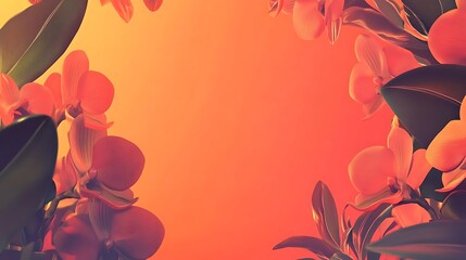 Poster - Floral frame, vibrant colors, sunrise background, graphic design, digital art