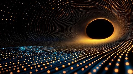 Poster - Ethereal Light Waves Flowing into a Dark Portal of Endless Space