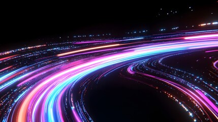 Fototapete - Vibrant Light Trails in Motion Creating Dynamic Abstract Background