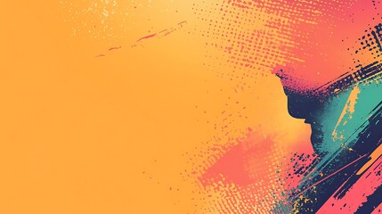 Poster - Abstract colorful face profile, paint splash background, design element