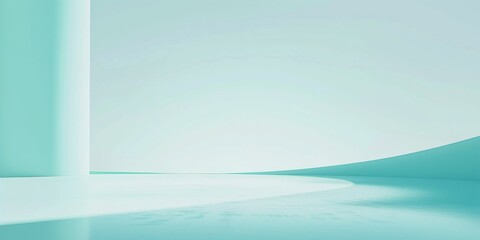 Poster - A crisp minimalist design with a clear, light cyan background, Sharp edges and delicate hues