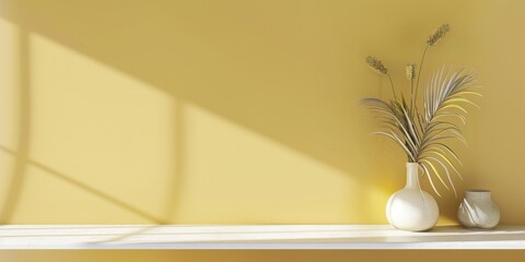 Poster - A gentle minimalist layout featuring a soft buttery yellow background, Smooth surfaces and light tones, Contemporary minimalist style