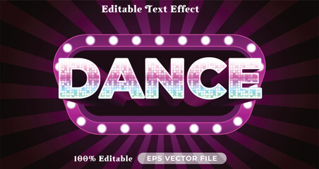 Poster - dance editable text effect modern color shiny. glow Text style effect