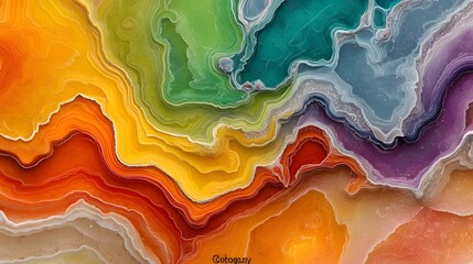 Poster - Colorful Abstract Waves of Fluid Painting in Bright Shades and Tones