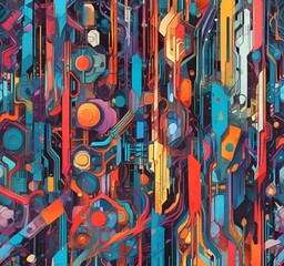 Fototapete - Illustration of abstract technology background.