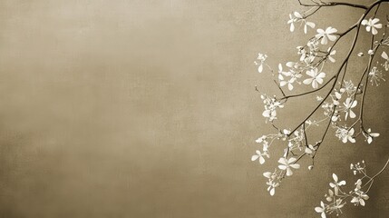 Poster - Serene floral branch against a muted sepia toned textural backdrop