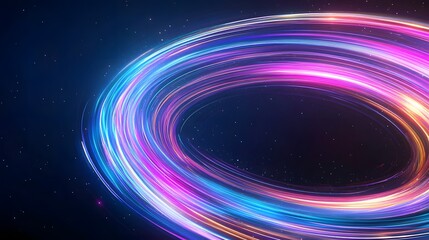 Fototapete - Colorful Light Trails in Circular Motion Against Dark Background