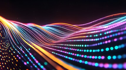 Fototapete - Vibrant Abstract Waves of Color with Bright Neon Light Patterns