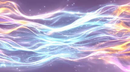 Poster - Ethereal Waves of Light with Soft Colors and Sparkling Effects