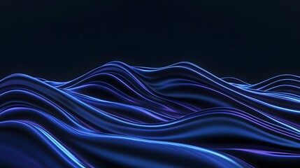 Poster - Abstract blue waves flowing in a dark ocean landscape design
