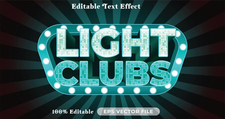 Poster - Light clubs editable text effect modern color shiny. glow Text style effect