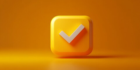 Poster - 3D Checkmark Icon Orange Background