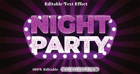 Poster - night party editable text effect modern color shiny. glow Text style effect