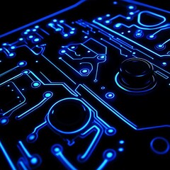 Poster - Close-up Circuit Board with Blue Glow