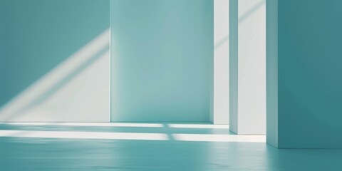 Poster - A minimalist aesthetic featuring a light cyan backdrop, Smooth gradients and geometric precision, Contemporary minimalist style
