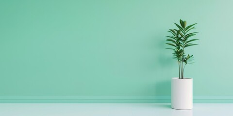 Poster - A minimalist aesthetic featuring a light emerald backdrop, Minimalist design elements arranged symmetrically, Contemporary minimalist style