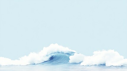 Aufkleber - Pastel blue ocean wave, serene, tranquil scene, abstract, digital art