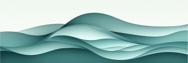 Poster - Abstract Background, Flowing Green Waves, Modern Minimalist Design, Vector Illustration