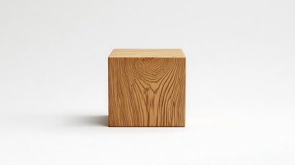 Aufkleber - Simple Wooden Cube Display on White Background