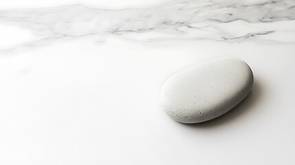 Poster - Oval stone on white marble surface
