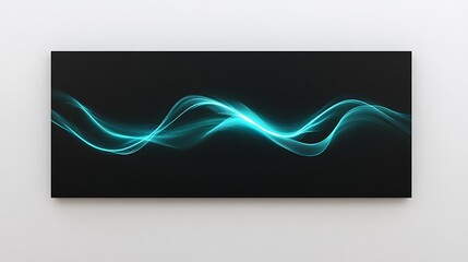 Poster - abstract turquoise waves graphic on black canvas