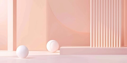 Aufkleber - A minimalist aesthetic featuring a light peachy pink backdrop, Minimalist design elements arranged symmetrically, Modern minimalist style
