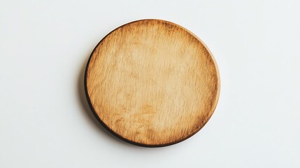 Aufkleber - Empty round wooden cutting board on white background
