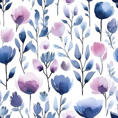 Poster - Delicate Watercolor Floral Seamless Pattern