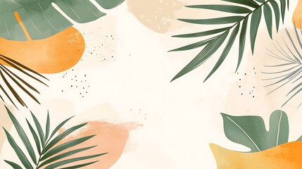 Poster - Abstract tropical leaves background, modern design, neutral colors