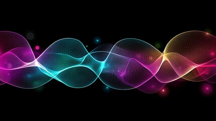 Poster - abstract colorful waves on black background. possible use graphic design element
