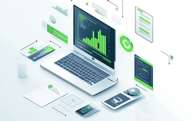 Poster - Modern tech devices in isometric view