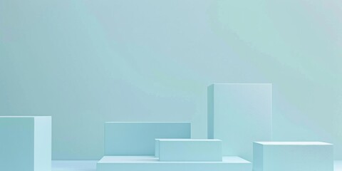 Poster - A minimalist aesthetic featuring a soft ice blue backdrop, Minimalist design elements arranged symmetrically, Modern minimalist style