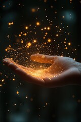 Poster - Hand holding golden glitter, showing growth and success