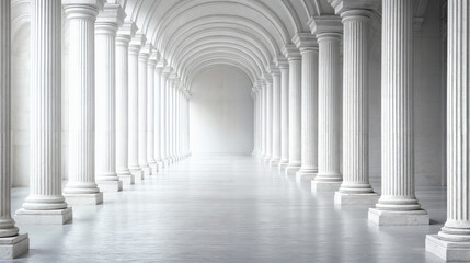 Sticker - A long colonnade of pristine white columns stretches into the distance, creating a sense of grandeur and timeless elegance.