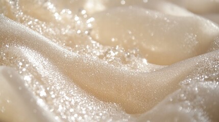 Aufkleber - Close-up of soft, shimmering foam with bubbles, creating a delicate texture, ideal for beauty or relaxation themes