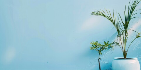 Poster - A minimalist aesthetic featuring a soft sky blue backdrop, Minimalist design elements arranged symmetrically, Contemporary minimalist style