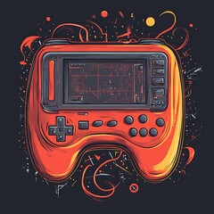 Poster - Stylized Gaming Controller, Abstract Background, Artistic