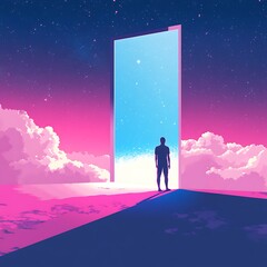 Wall Mural - Man at Portal to the Stars, Artwork