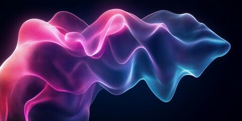 Aufkleber - Abstract Flowing Form with Colorful Gradient, Vector Graphic Illustration on Dark Blue Background