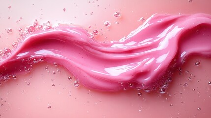 Poster - glossy pink smear of cosmetic cream or gel isolated on transparent background